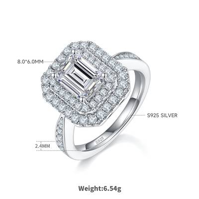 Moissanite Wedding Rings for Women 2ct Rectangular
